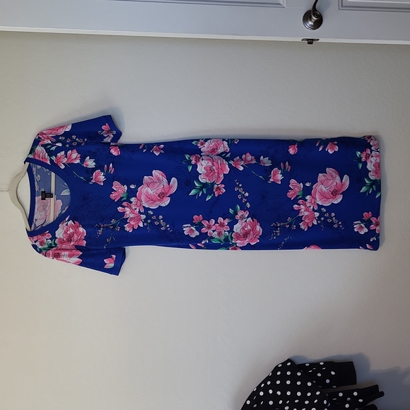 G.i.l.i. Blue Floral Side Slits Effortless Summer Fun Cruise Vacation Dress S/P - Picture 6 of 17